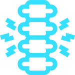 illustration of a spine with lightning bolts representing back pain
