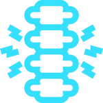 illustration of a spine with lightning bolts representing back pain